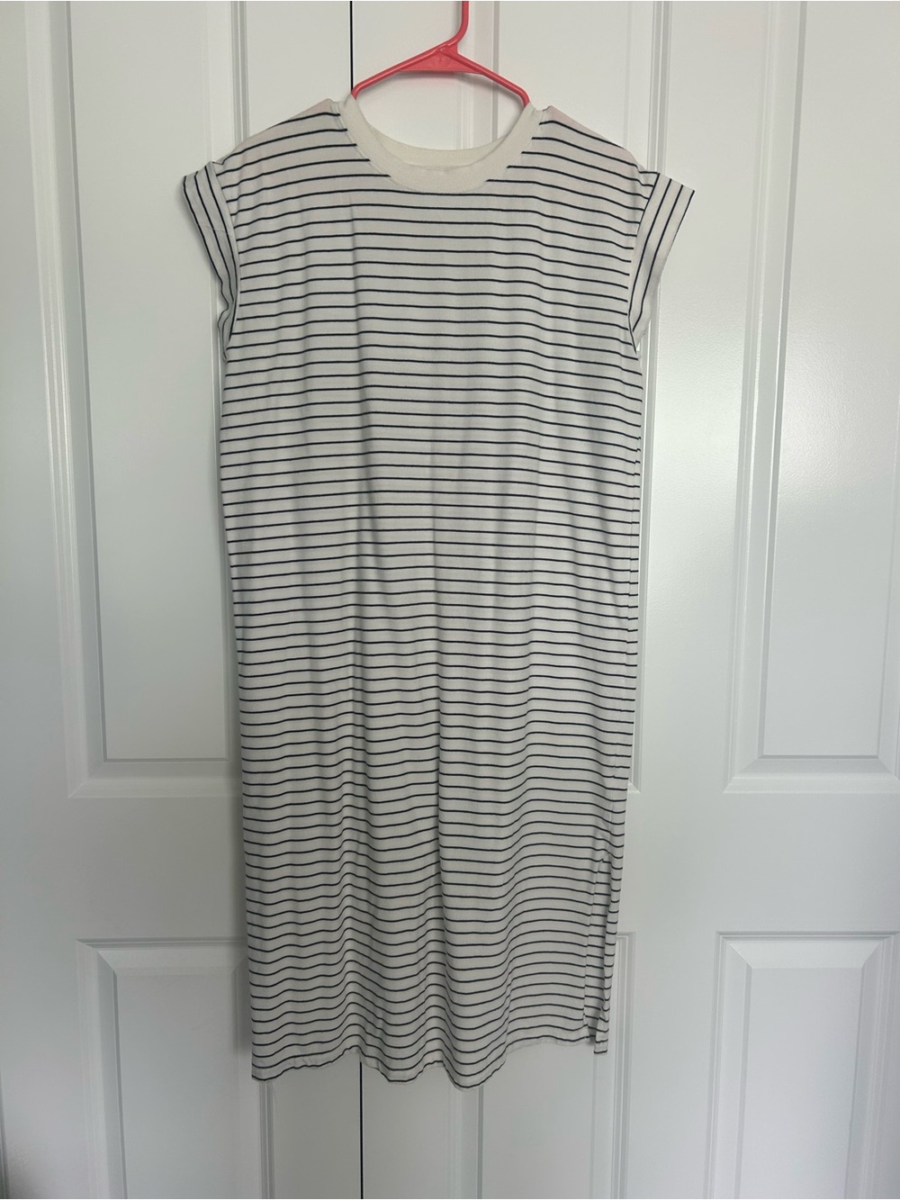 a new day Cream & Black Striped Midi Shift Dress